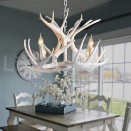 Candelabru cu 4 lumini, rustic, artistic, retro Antler alb