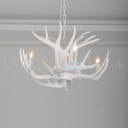Candelabru cu 4 lumini, rustic, artistic, retro Antler alb
