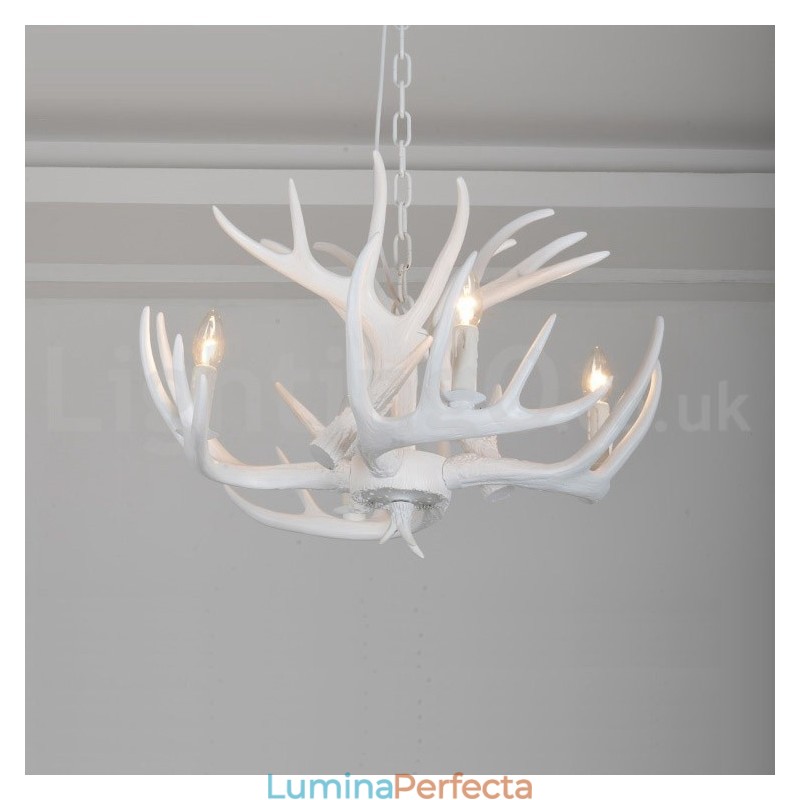 Candelabru cu 4 lumini, rustic, artistic, retro Antler alb