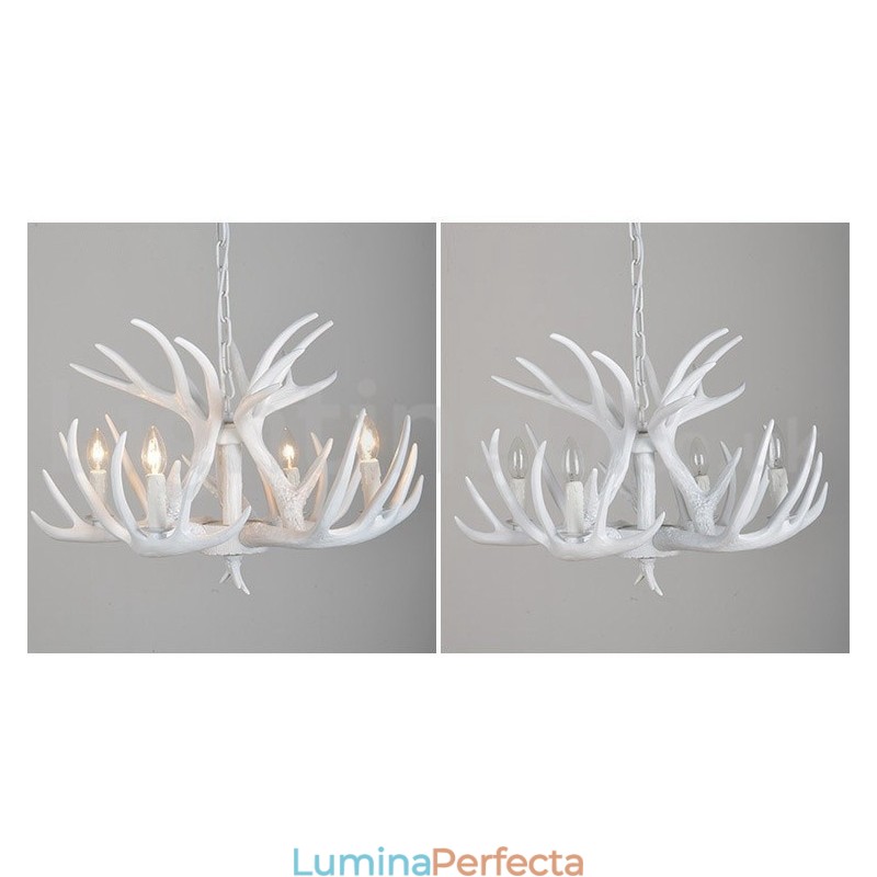 Candelabru cu 4 lumini, rustic, artistic, retro Antler alb