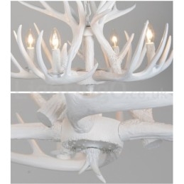 Candelabru cu 4 lumini, rustic, artistic, retro Antler alb