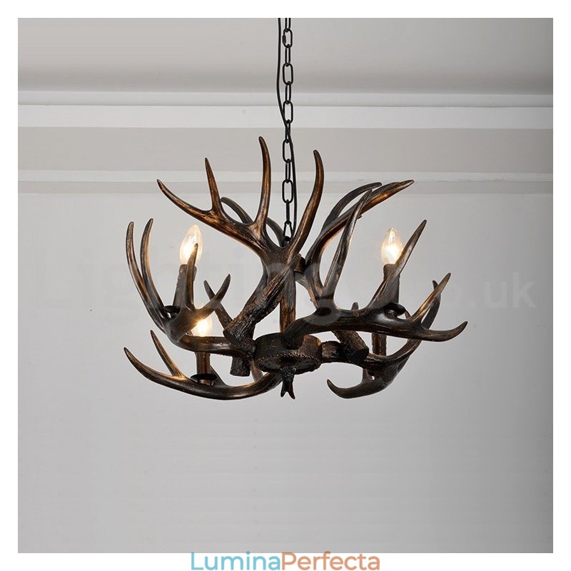 Candelabru negru cu 4 lumini, rustic, artistic, retro, gradient de coarne