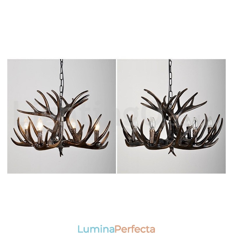 Candelabru negru cu 4 lumini, rustic, artistic, retro, gradient de coarne