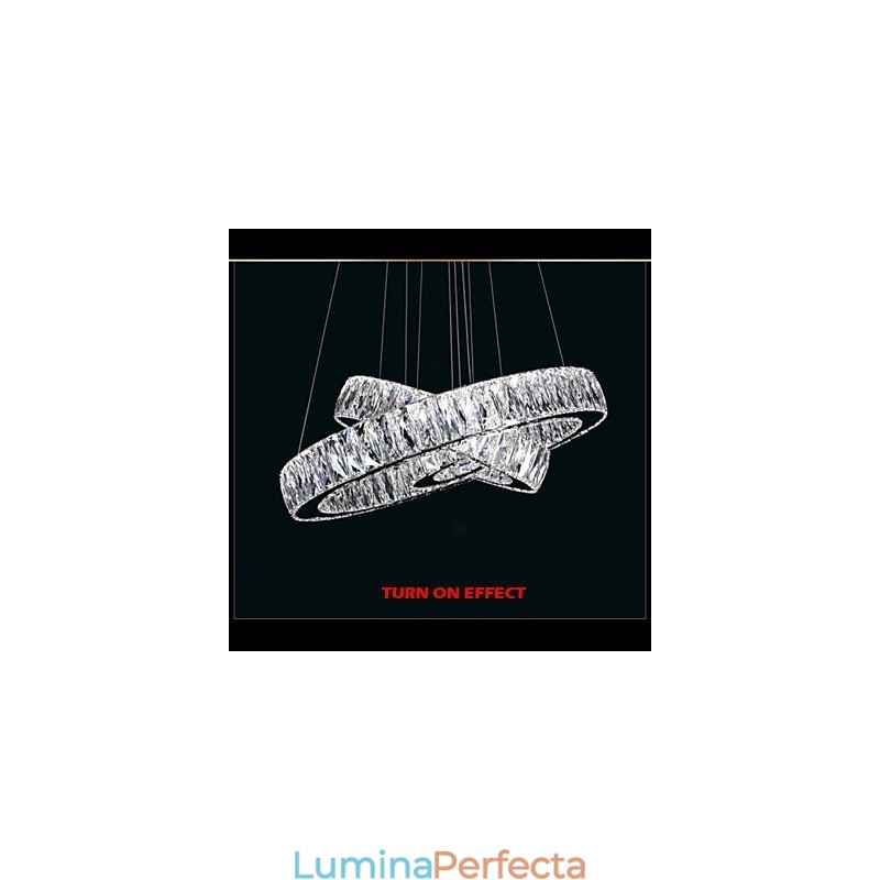 Lustre de cristal Iluminat modern Două inele D2040 K9 Plafoniere mari de cristal pentru acasă