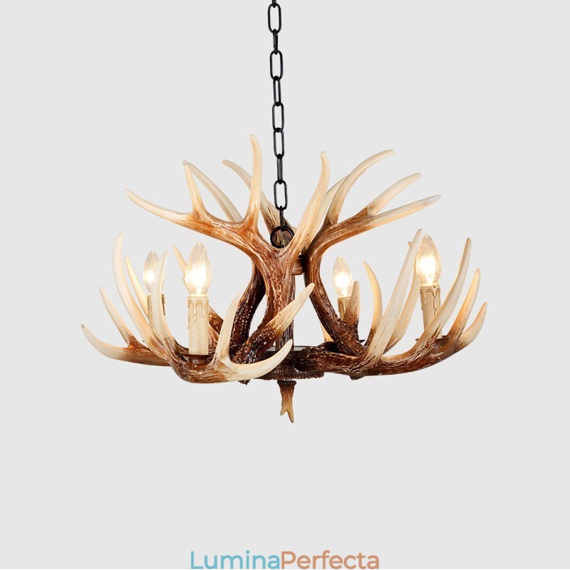 Candelabru antic Antler cu 4 lumini, rustic artistic, retro