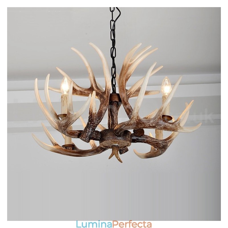 Candelabru antic Antler cu 4 lumini, rustic artistic, retro