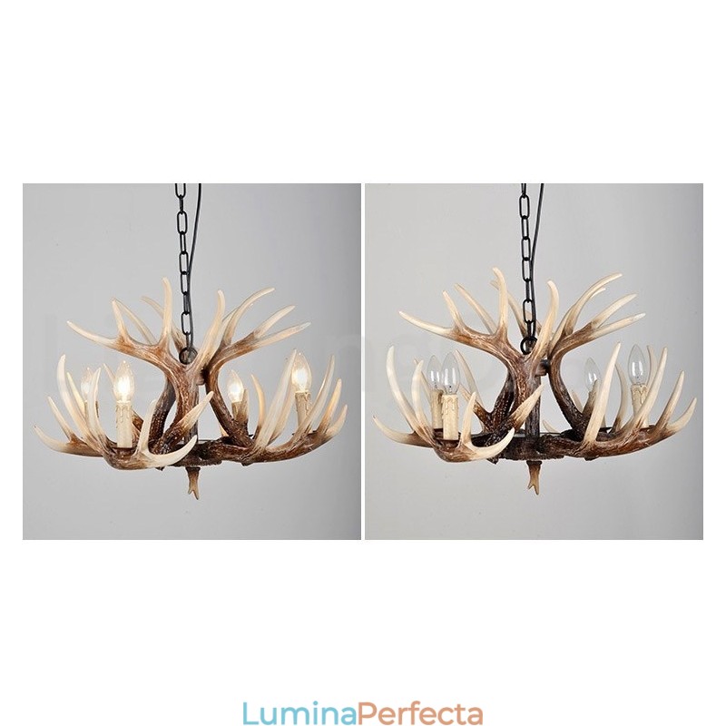 Candelabru antic Antler cu 4 lumini, rustic artistic, retro