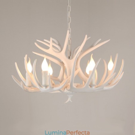 Candelabru cu 6 lumini, rustic, artistic, retro, alb Candelabru cu 6 lumini, rustic, artistic, retro, alb