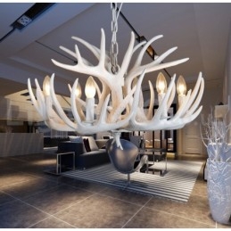 Candelabru cu 6 lumini, rustic, artistic, retro, alb