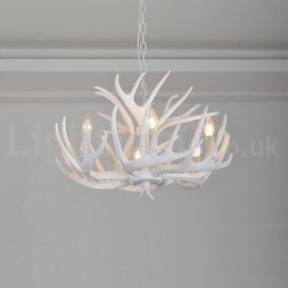 Candelabru cu 6 lumini, rustic, artistic, retro, alb