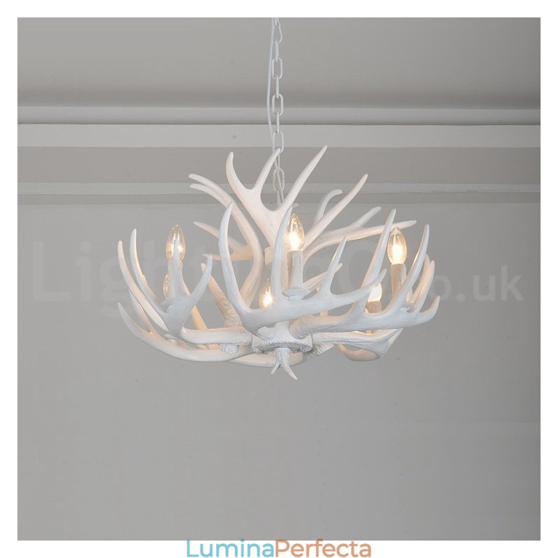 Candelabru cu 6 lumini, rustic, artistic, retro, alb