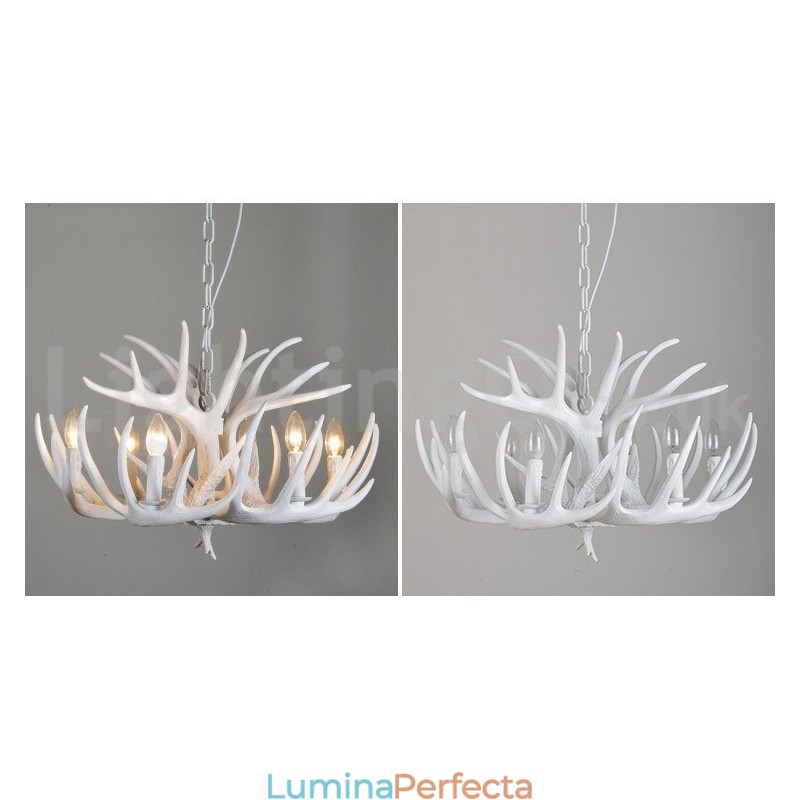 Candelabru cu 6 lumini, rustic, artistic, retro, alb