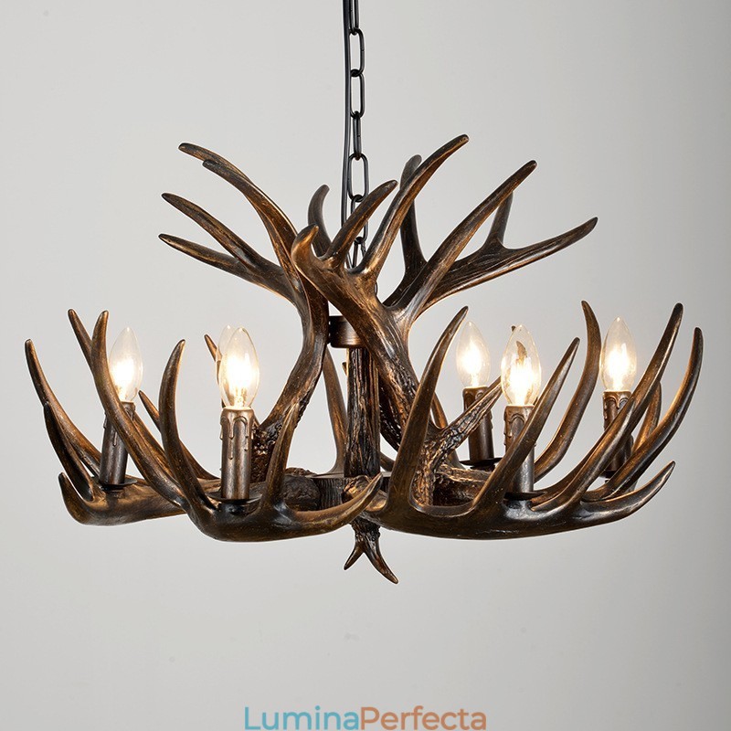 Candelabru cu 6 lumini, rustic, artistic, retro Antler negru