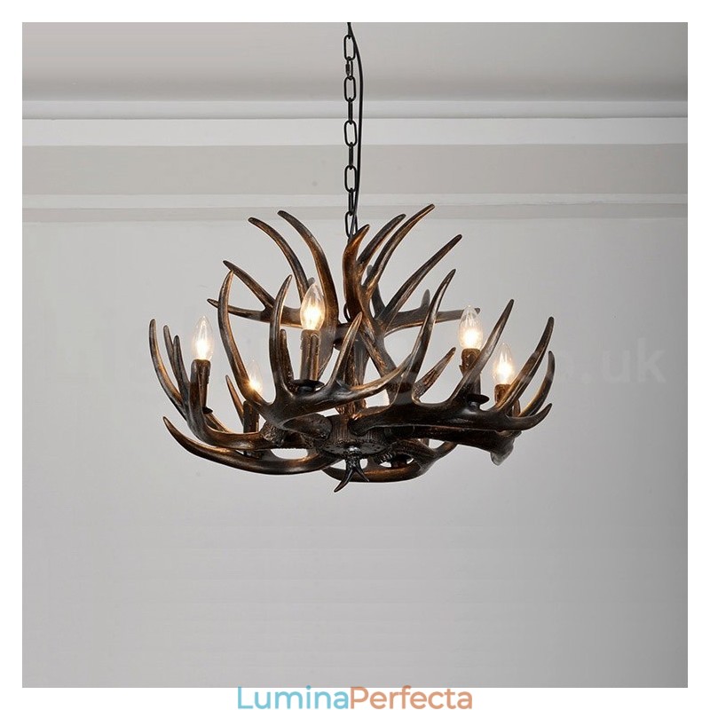 Candelabru cu 6 lumini, rustic, artistic, retro Antler negru