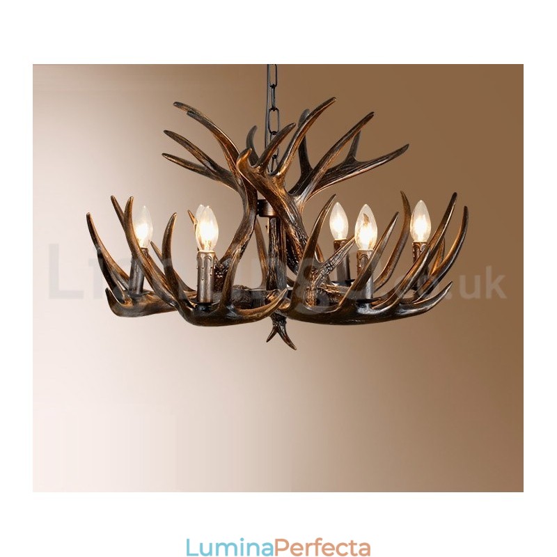 Candelabru cu 6 lumini, rustic, artistic, retro Antler negru