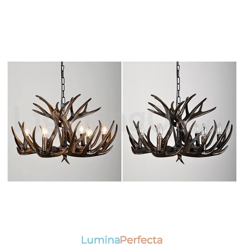 Candelabru cu 6 lumini, rustic, artistic, retro Antler negru