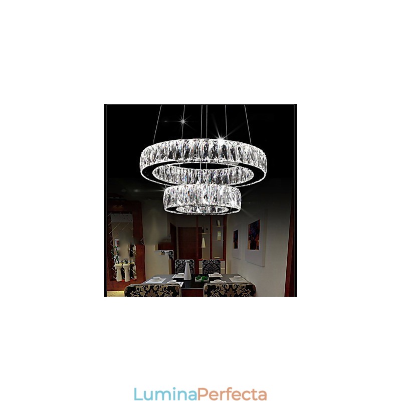 Lustre de cristal Iluminat modern Două inele D2040 K9 Plafoniere mari de cristal pentru acasă