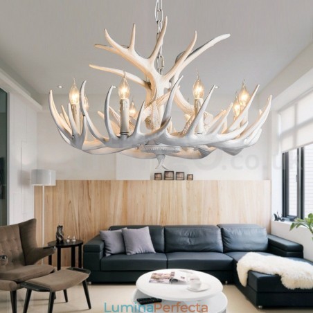 9 Lumini Rustic Artistic Retro Antler Candelabru Alb 9 Lumini Rustic Artistic Retro Antler Candelabru Alb