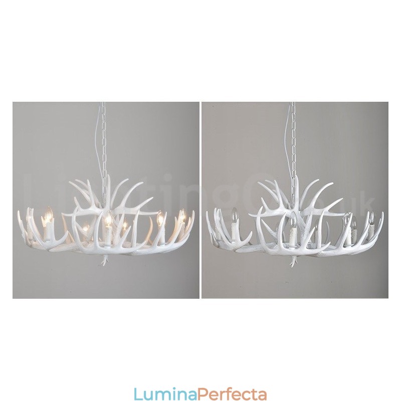 9 Lumini Rustic Artistic Retro Antler Candelabru Alb