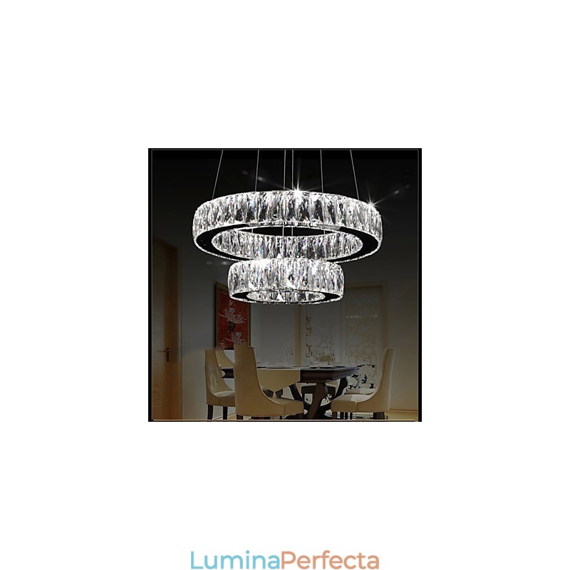 Lustre de cristal Iluminat modern Două inele D2040 K9 Plafoniere mari de cristal pentru acasă