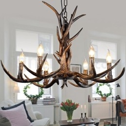 Candelabru vintage cu 6 lumini, rustic, artistic, retro Antler, negru