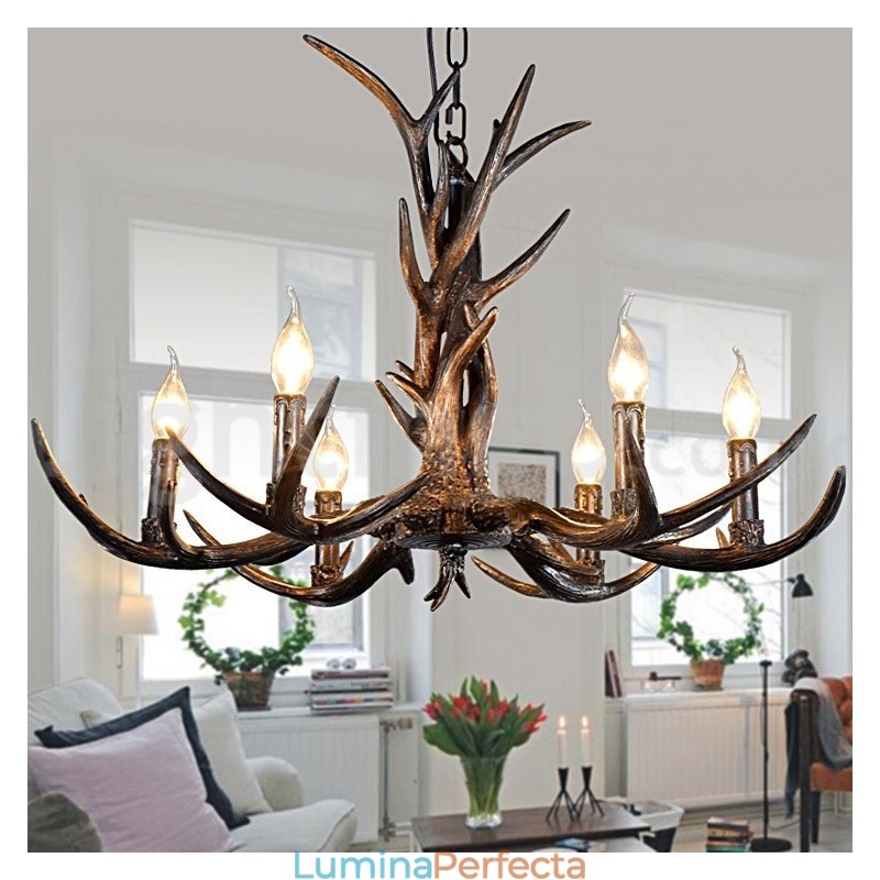Candelabru vintage cu 6 lumini, rustic, artistic, retro Antler, negru