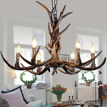 Candelabru vintage cu 6 lumini, rustic, artistic, retro Antler, negru Candelabru vintage cu 6 lumini, rustic, artistic, retro Antler, negru