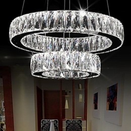 Lustre de cristal Iluminat modern Două inele D2040 K9 Plafoniere mari de cristal pentru acasă