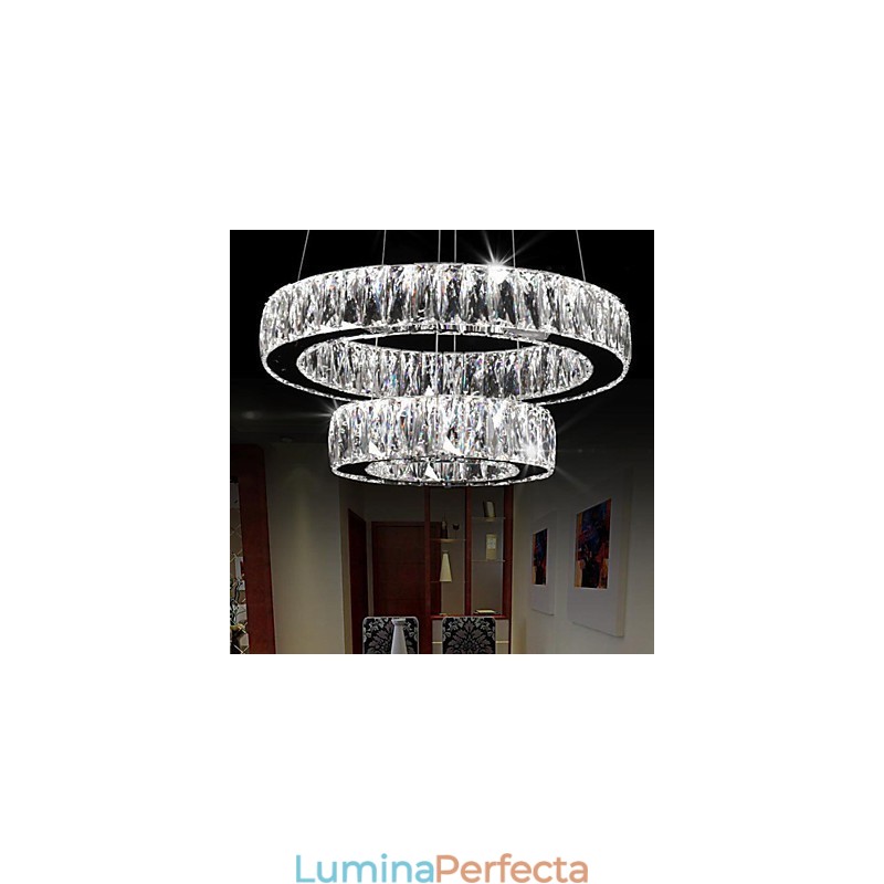 Lustre de cristal Iluminat modern Două inele D2040 K9 Plafoniere mari de cristal pentru acasă