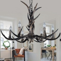 Candelabru vintage cu 6 lumini, rustic, artistic, retro Antler, negru