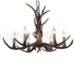 Candelabru vintage cu 6 lumini, rustic, artistic, retro Antler, negru