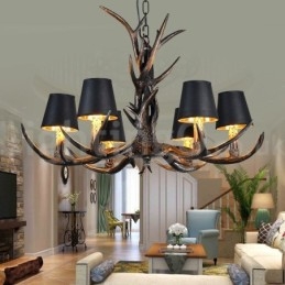 Candelabru vintage cu 6 lumini, rustic, artistic, retro Antler, negru
