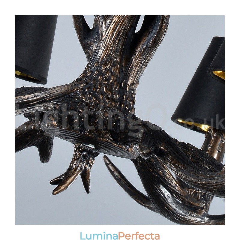 Candelabru vintage cu 6 lumini, rustic, artistic, retro Antler, negru