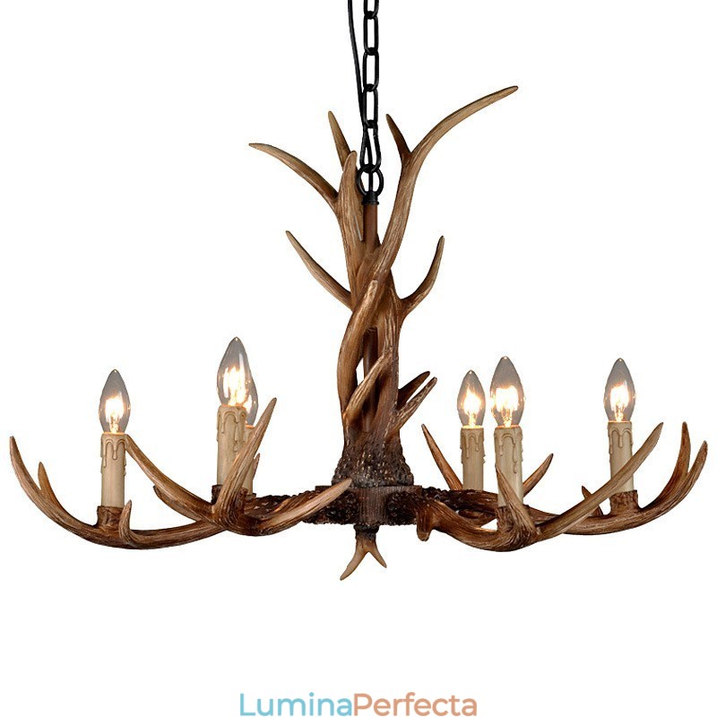 Candelabru cu 6 lumini, rustic, artistic, retro, coarne, vintage