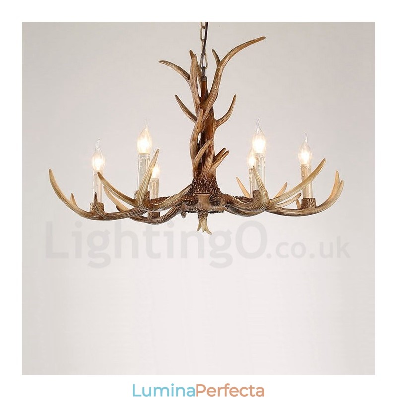 Candelabru cu 6 lumini, rustic, artistic, retro, coarne, vintage