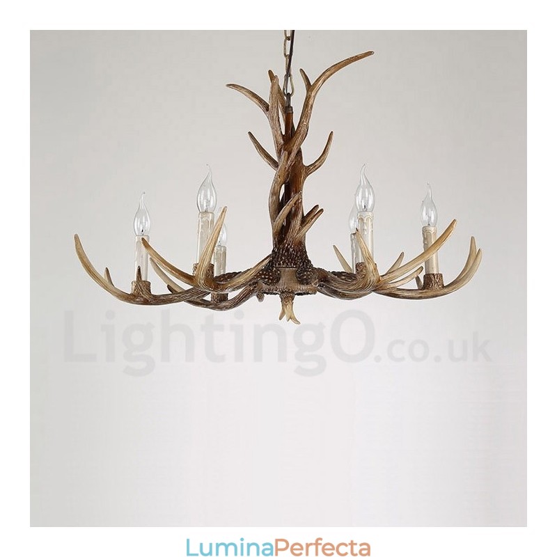 Candelabru cu 6 lumini, rustic, artistic, retro, coarne, vintage
