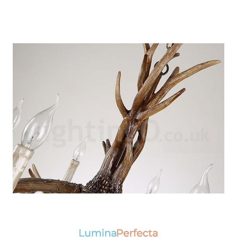 Candelabru cu 6 lumini, rustic, artistic, retro, coarne, vintage