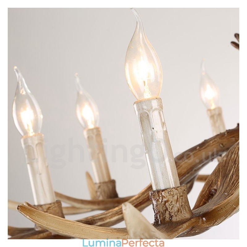 Candelabru cu 6 lumini, rustic, artistic, retro, coarne, vintage