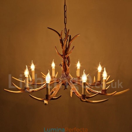 Candelabru cu 8 lumini, rustic, artistic, retro, corn de epocă Candelabru cu 8 lumini, rustic, artistic, retro, corn de epocă
