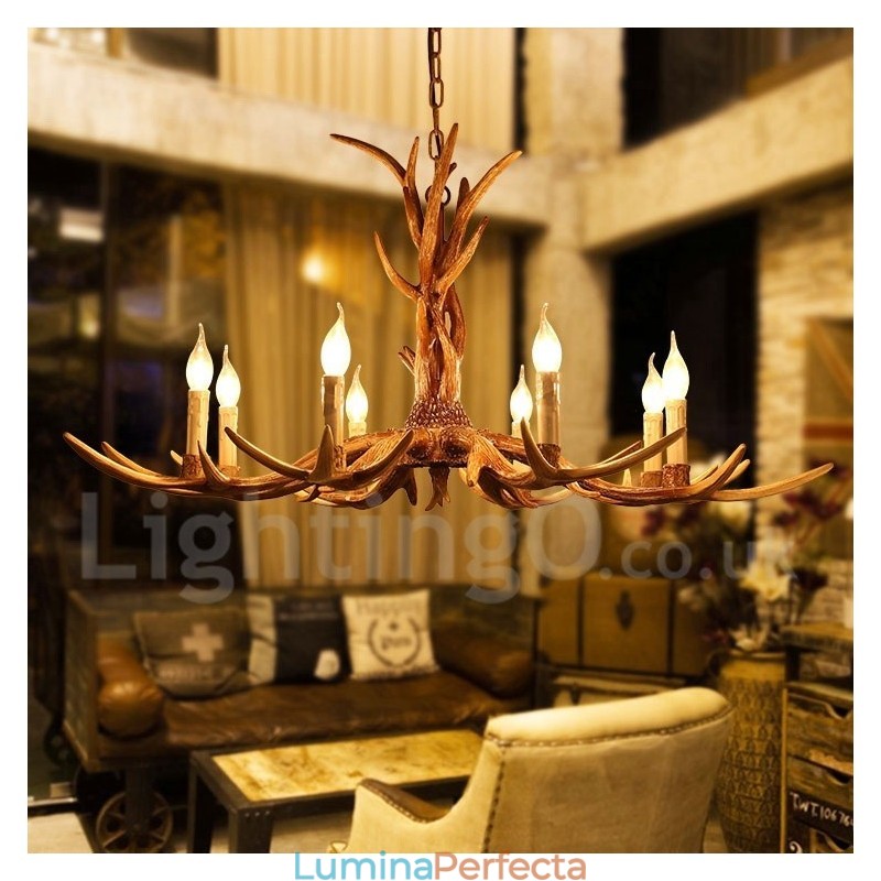 Candelabru cu 8 lumini, rustic, artistic, retro, corn de epocă