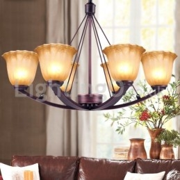 Rustic 6 becuri Abajur din Sticla Candelabru inoxidabil