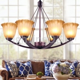 Rustic 6 becuri Abajur din Sticla Candelabru inoxidabil