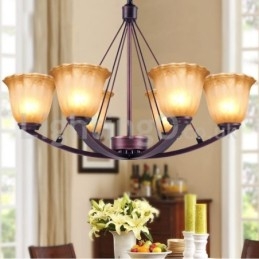 Rustic 6 becuri Abajur din Sticla Candelabru inoxidabil