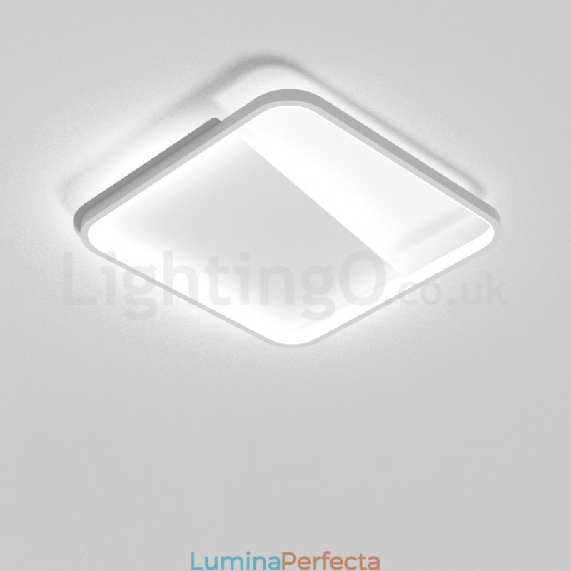 Plafoniere moderne, minimaliste, ultra subțiri, pătrate din aluminiu, cu montare încastrabilă, de 5 cm