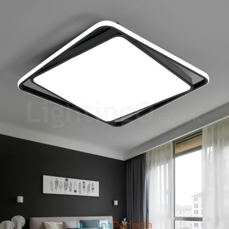 Plafoniera modernă rafinată, pătrată, neagră, albă Plafoniera modernă rafinată, pătrată, neagră, albă