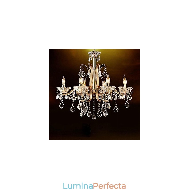Candelabru de cristal din fier forjat din aur de calitate superioara 6 lumini