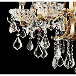 Candelabru de cristal din fier forjat din aur de calitate superioara 6 lumini