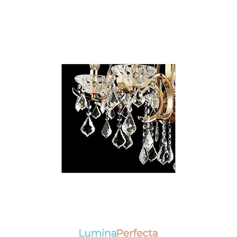 Candelabru de cristal din fier forjat din aur de calitate superioara 6 lumini
