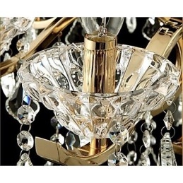Candelabru de cristal din fier forjat din aur de calitate superioara 6 lumini