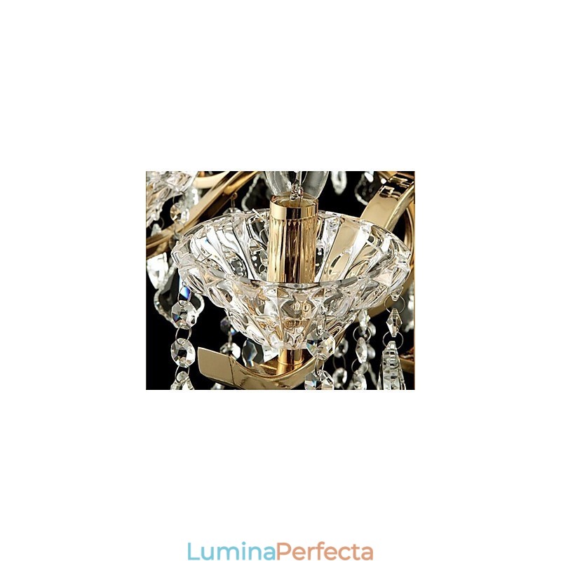 Candelabru de cristal din fier forjat din aur de calitate superioara 6 lumini